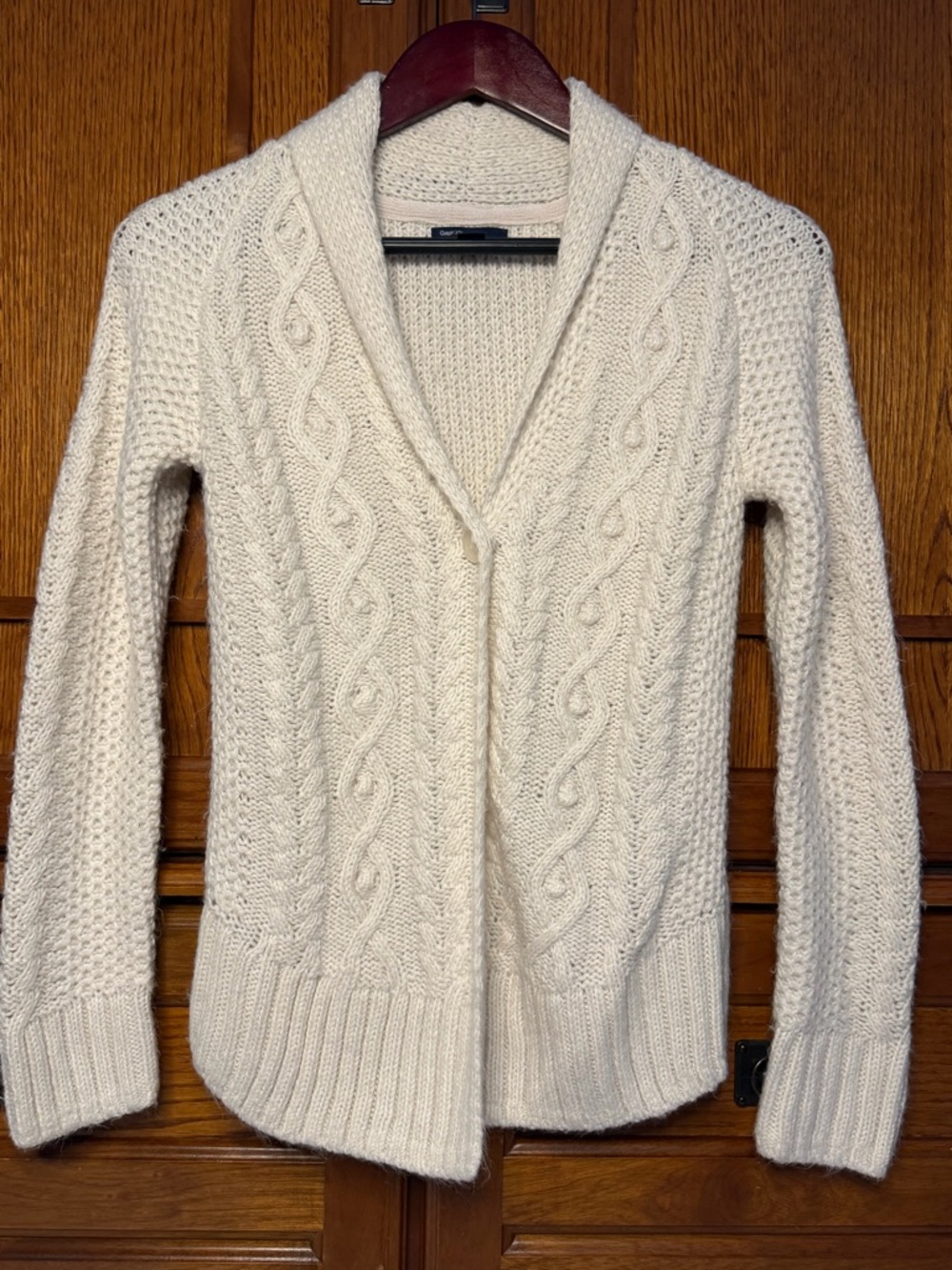 GAP Kids Cable Knit Shawl Collar Sweater Preppy School Uniform Grandma Classic